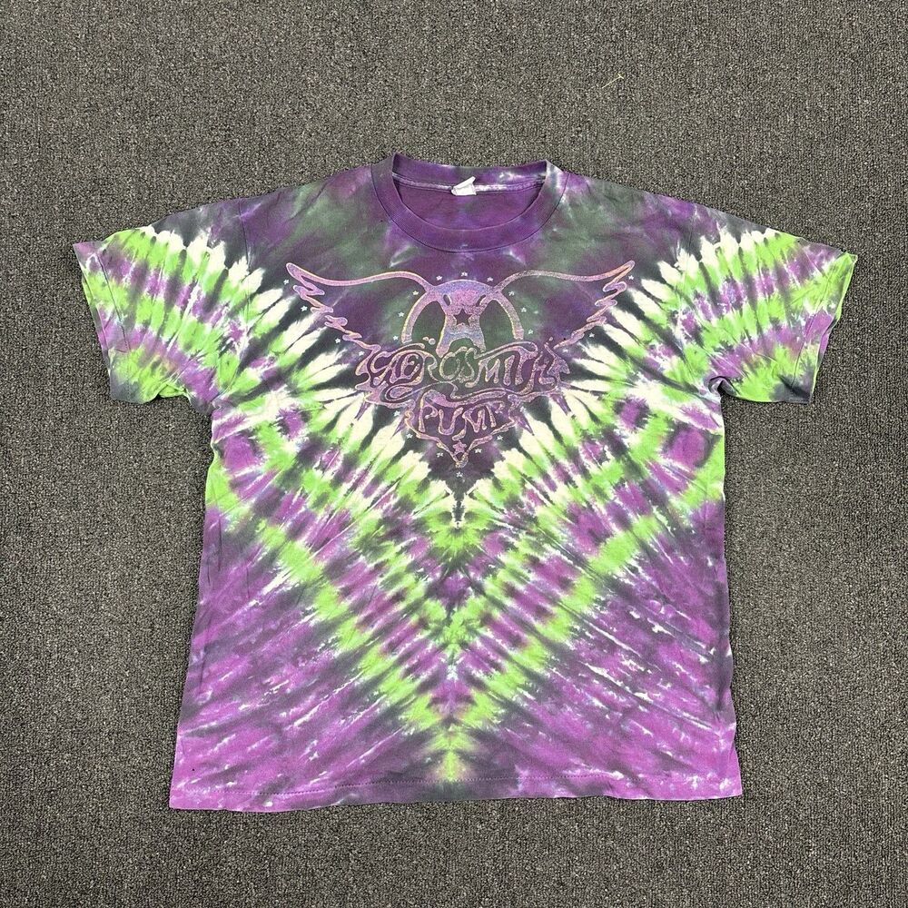 VTG 90s Aerosmith T Shirt Pump Tour Rock Grunge Single Stitch Tie Dye Size Large